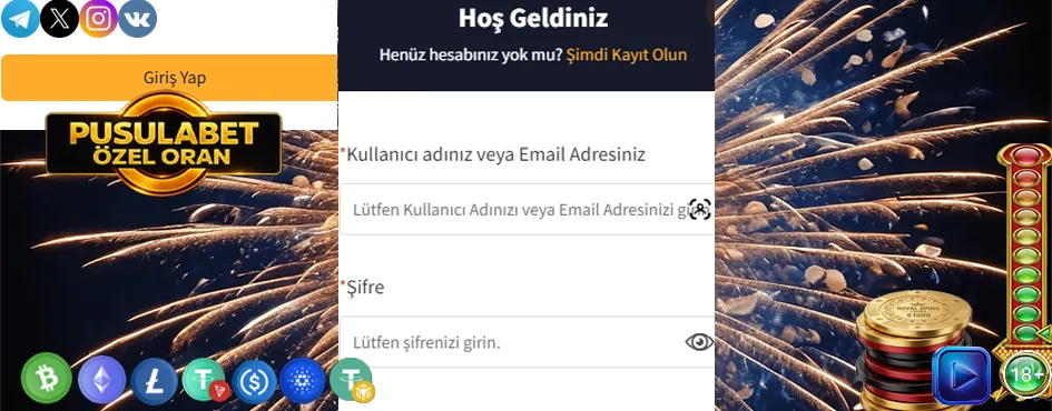 Pusulabet ana giriş arayüzü